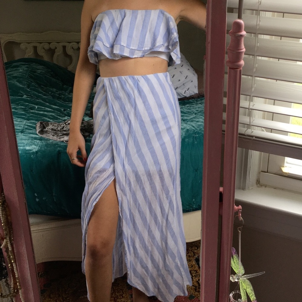White/Blue striped two peice